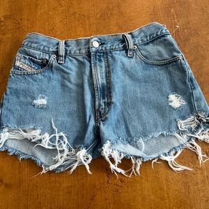 Diesel Denim Shorts 30 blue large bottom destroyed ripped